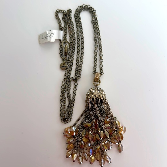 NWT LOFT Gold and Silver Tone Tassel Necklace - Picture 1 of 4